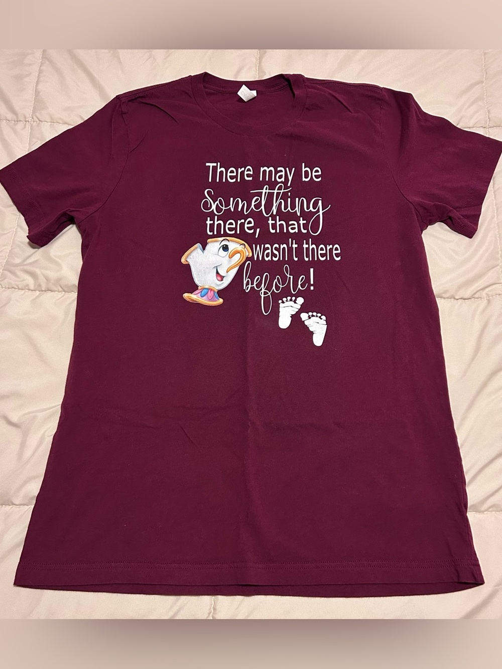 Burgundy Pregnancy Announcement 'There may be something there' Graphic Tee